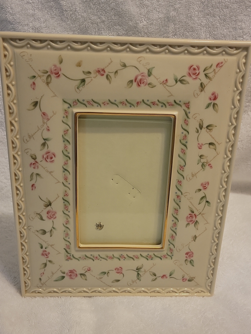 Lenox Ivory Floral Picture Frame with Pink Rose Accents